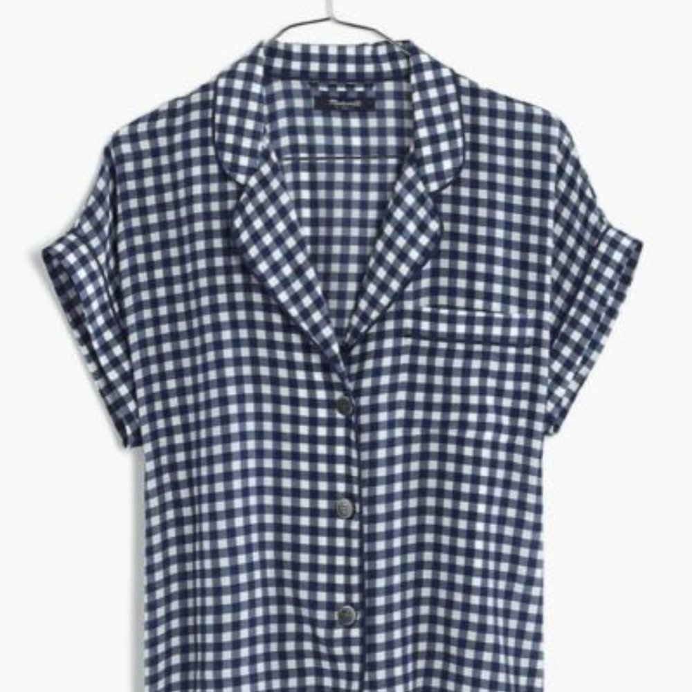 Madewell - Silk Bedtime Top in Blue Gingham Check